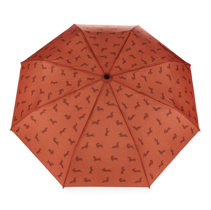 Ombrello pieghevole con astuccio decorato a tema bassotto